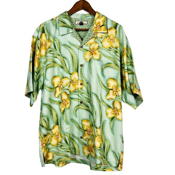 Tommy Bahama Original Fit 100% Silk Button Up Shirt Iris Floral Print - L - Picture 1 of 4